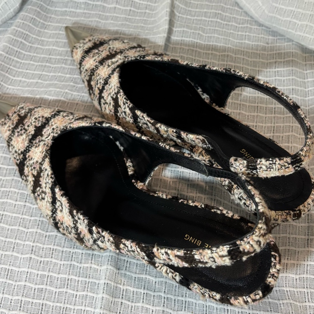 Annie Bing Nina Tweed Slingback Heels - Picture 3 of 7